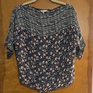 Lucky Brand Navy Floral Blouse